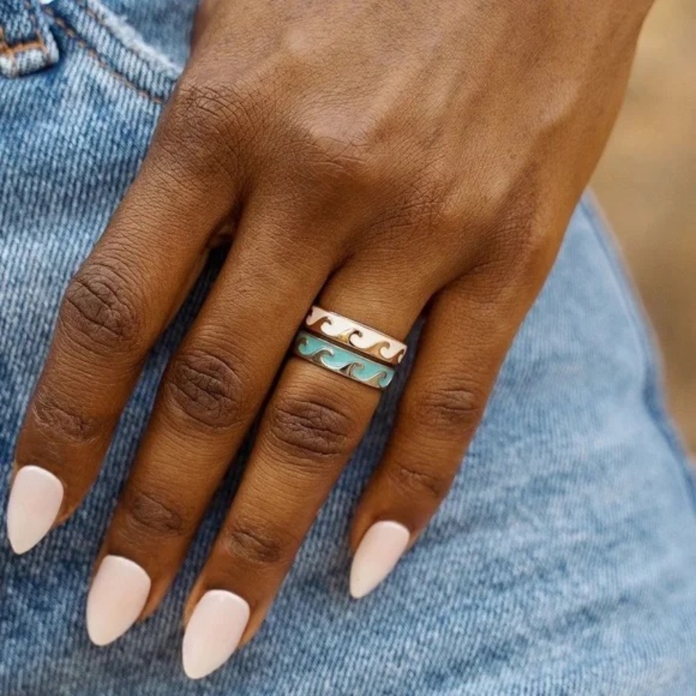 ❄️ Pura Vida | Reversible Enamel Wave Ring Silver or Rose Gold Various Beach